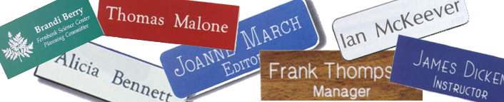 Looking for laser-engraved name badges, nameplates, signs, or banners for the office? Design your own products with or without your company logo or artwork here.